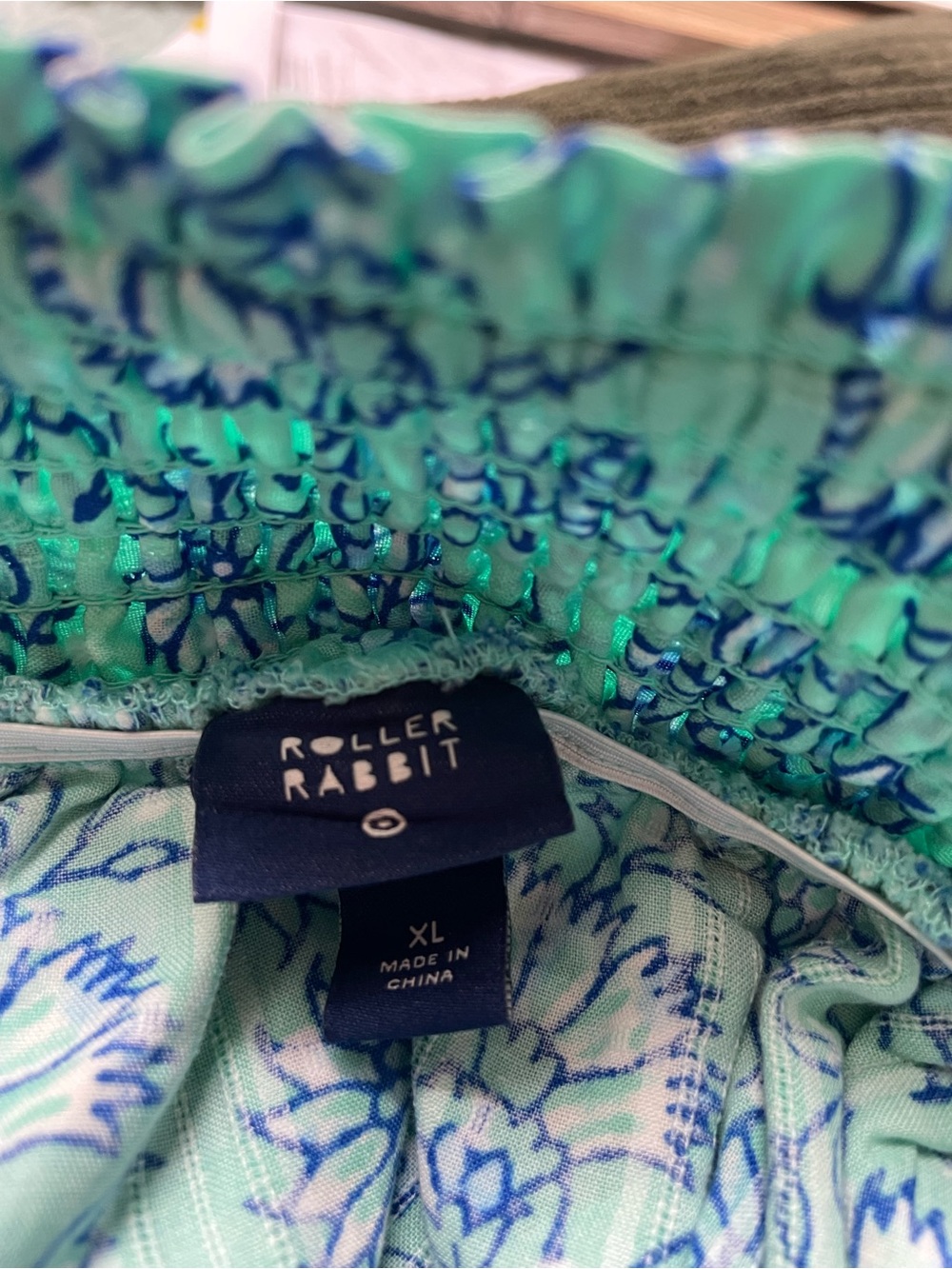 Roller Rabbit Aqua & Navy Floral Smock Maxi Dress